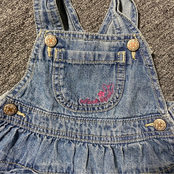 Vtg Osh Kosh Jean Overall Denim Dress Vestbak Tiered 18M - Picture 8 of 9